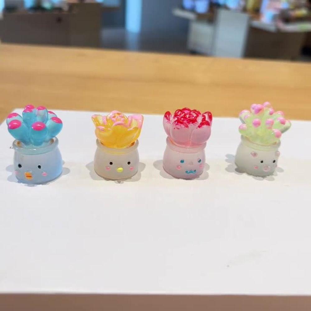 WAPKTY Set 3 Chậu Cây resin Nhỏ Để Bàn Trang Trí Ban Đêm 4 Màu Mô Phỏng Dễ Thương Làm Quà Tặng Cho Bé