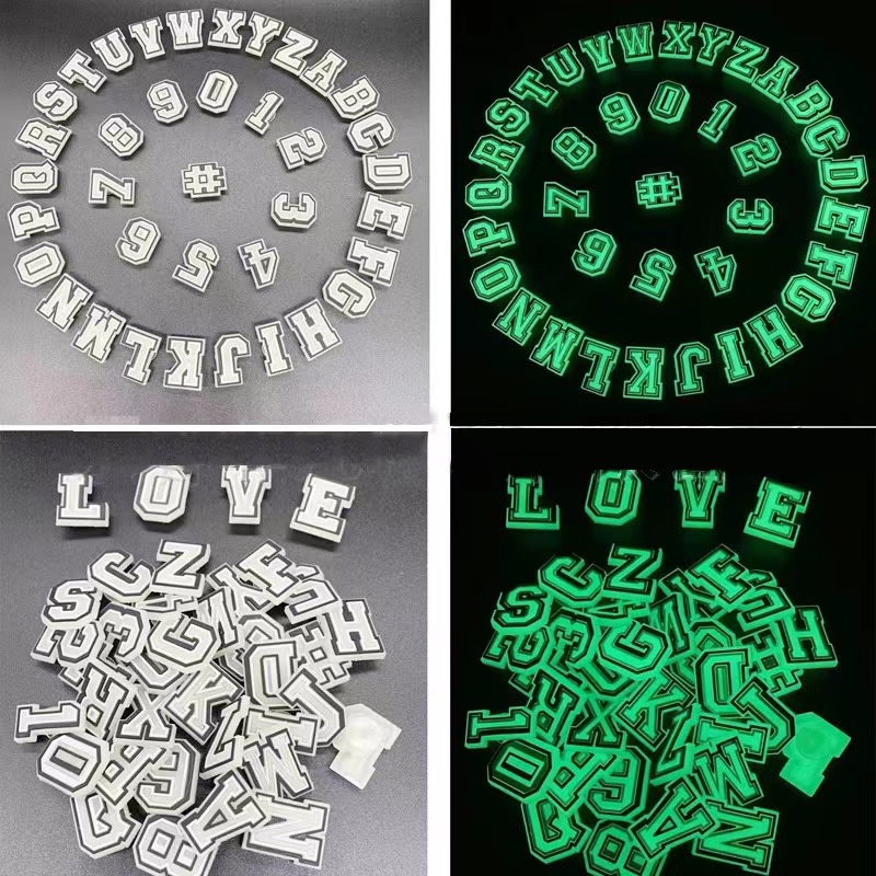 Dễ Thương Phụ Kiện Trang Trí Hình Chữ Cái Dạ Quang Cho Giày Dép crocs