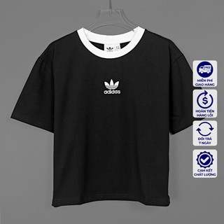 Áo thun Áo croptop đen trơn viền cổ chất vải 100% cotton mềm mịn thoáng mát