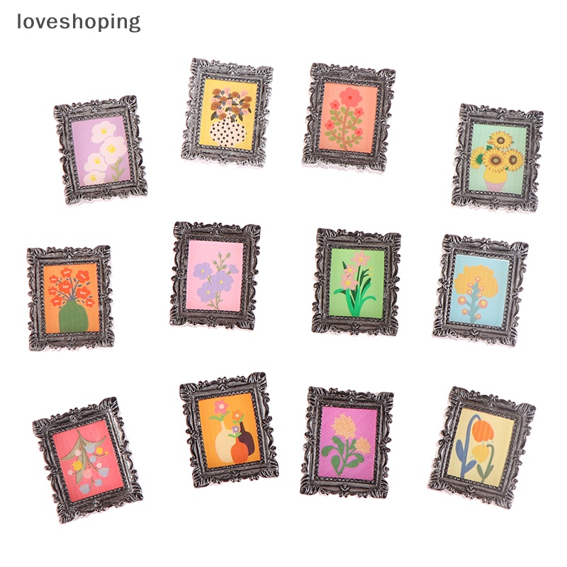 Set 2 Khung Tranh Sơn Dầu Cổ Điển mini 1: 12 Trang Trí Nhà Búp Bê