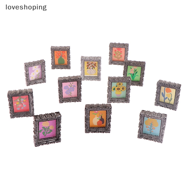 Set 2 Khung Tranh Sơn Dầu Cổ Điển mini 1: 12 Trang Trí Nhà Búp Bê