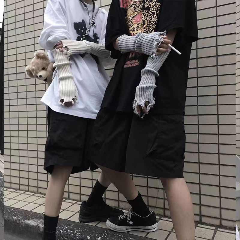 Găng Tay Dệt Kim Hở Ngón Giữ Ấm Cho Nam Nữ