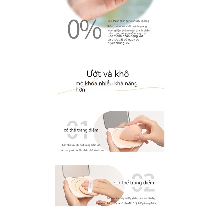 BABREA Trang điểm lâu dài che không thấm nước mồ hôi mật ong bột trang điểm lại bánh