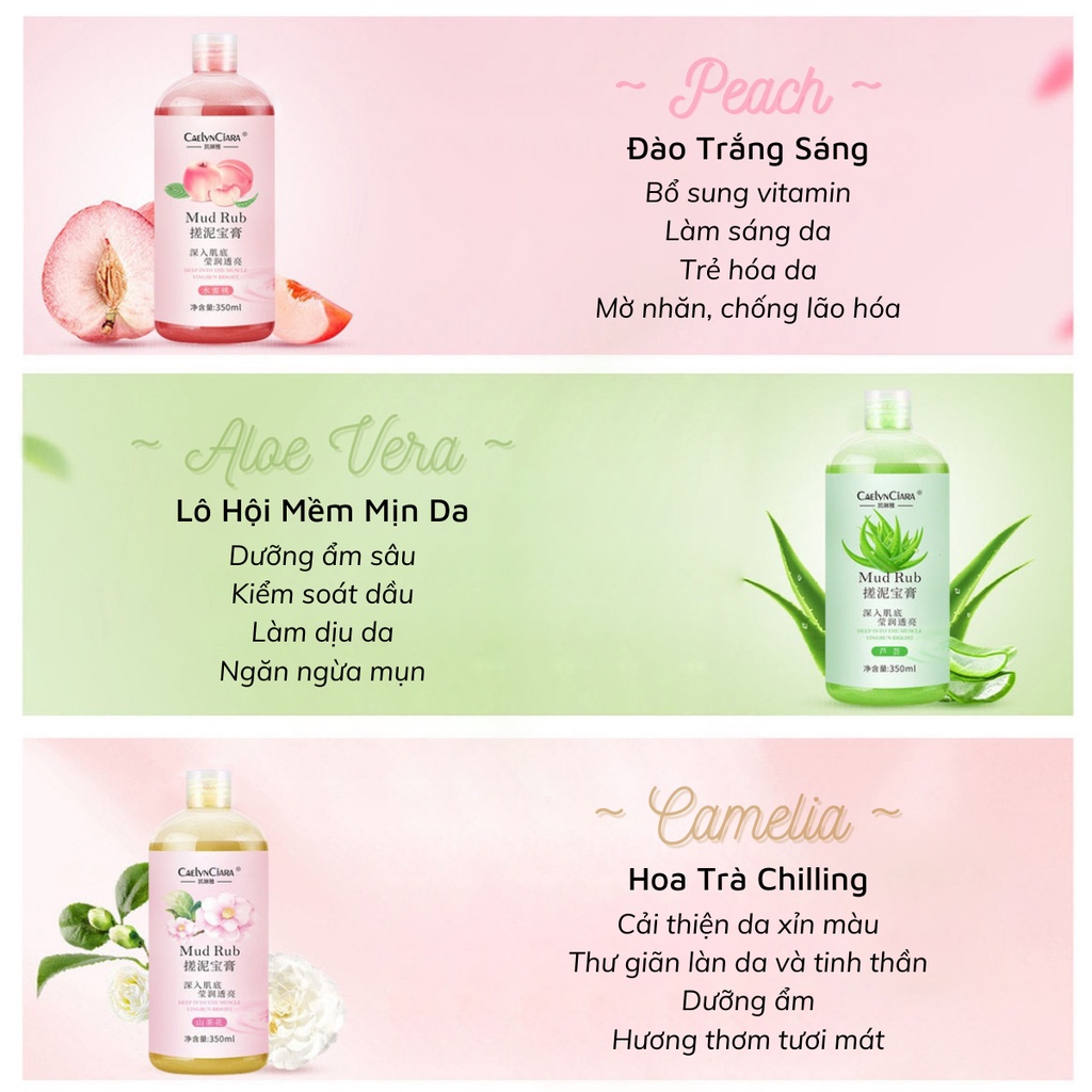 Gel Tẩy Tế Bào Chết Hoa Quả Mud Rub 350ml Làm Sáng Mịn Da, Hương Thơm Tự Nhiên Lưu Hương Lâu