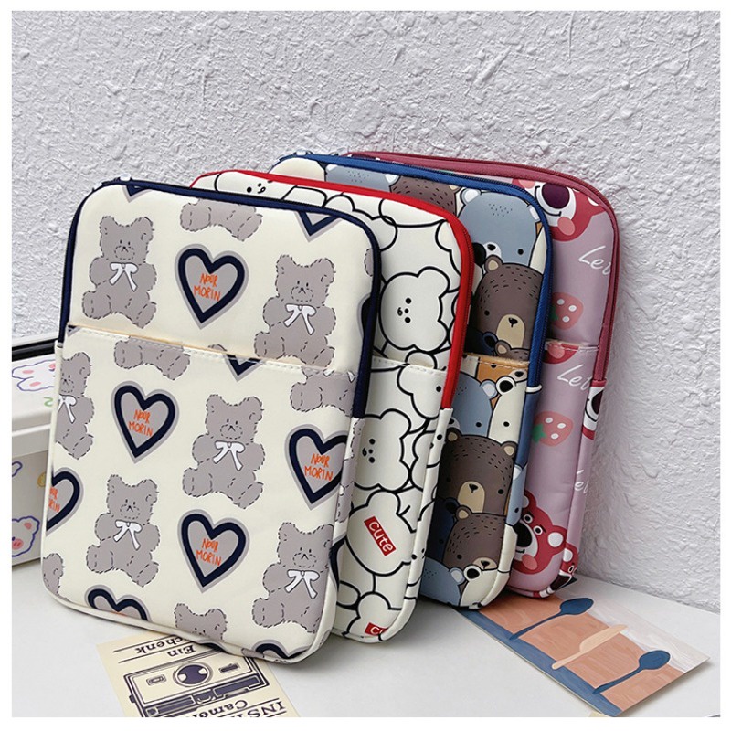 Dễ Thương Túi Đựng laptop 11 13 14 inch Bằng nylon Họa Tiết Gấu Hoạt Hình Có Khóa Kéo Cho macbook ipad Ốp