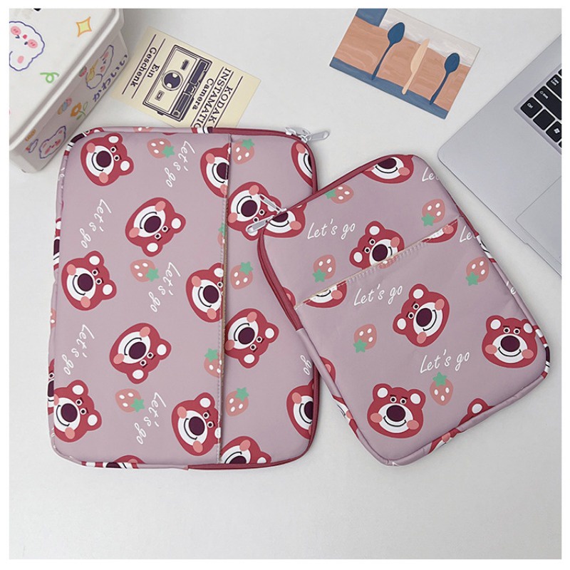 Dễ Thương Túi Đựng laptop 11 13 14 inch Bằng nylon Họa Tiết Gấu Hoạt Hình Có Khóa Kéo Cho macbook ipad Ốp