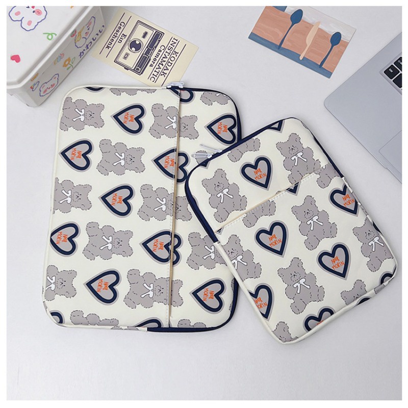 Dễ Thương Túi Đựng laptop 11 13 14 inch Bằng nylon Họa Tiết Gấu Hoạt Hình Có Khóa Kéo Cho macbook ipad Ốp