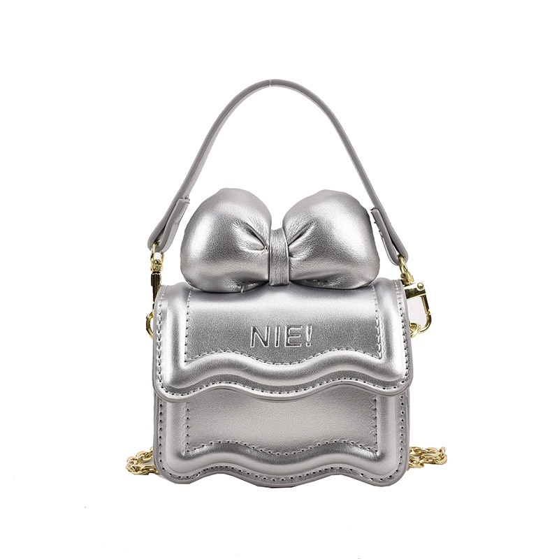 Túi Xách mini Đính Nơ Phối Dây Xích Dễ Thương Xinh Xắn Dành Cho Mẹ Và Bé