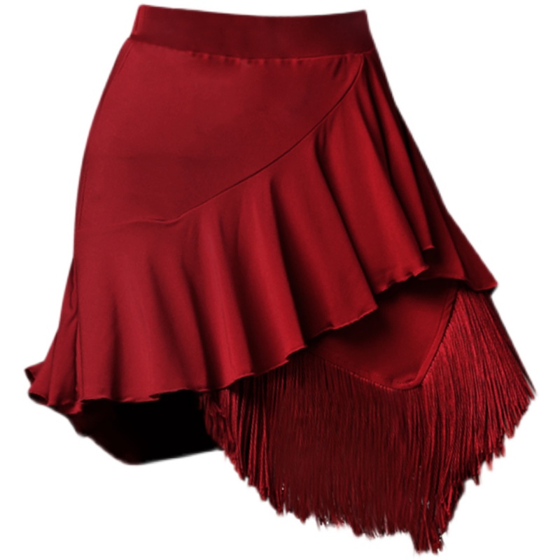 Chân Váy Khiêu Vũ latin Phối Tua Rua Thiết Kế Quyến Rũ Cho Người Lớn Và Trẻ Em Đen