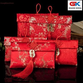 Bao Lì Xì Vải Gấm Nhiều Hoa Văn Cao Cấp Cưới Hỏi, Nạp Tài,Ngày Tết Kiểu ngang