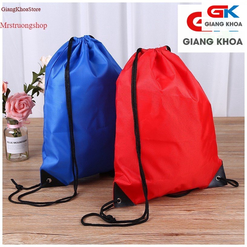Túi balo dây rút thể thao chống nước trơn không họa tiết