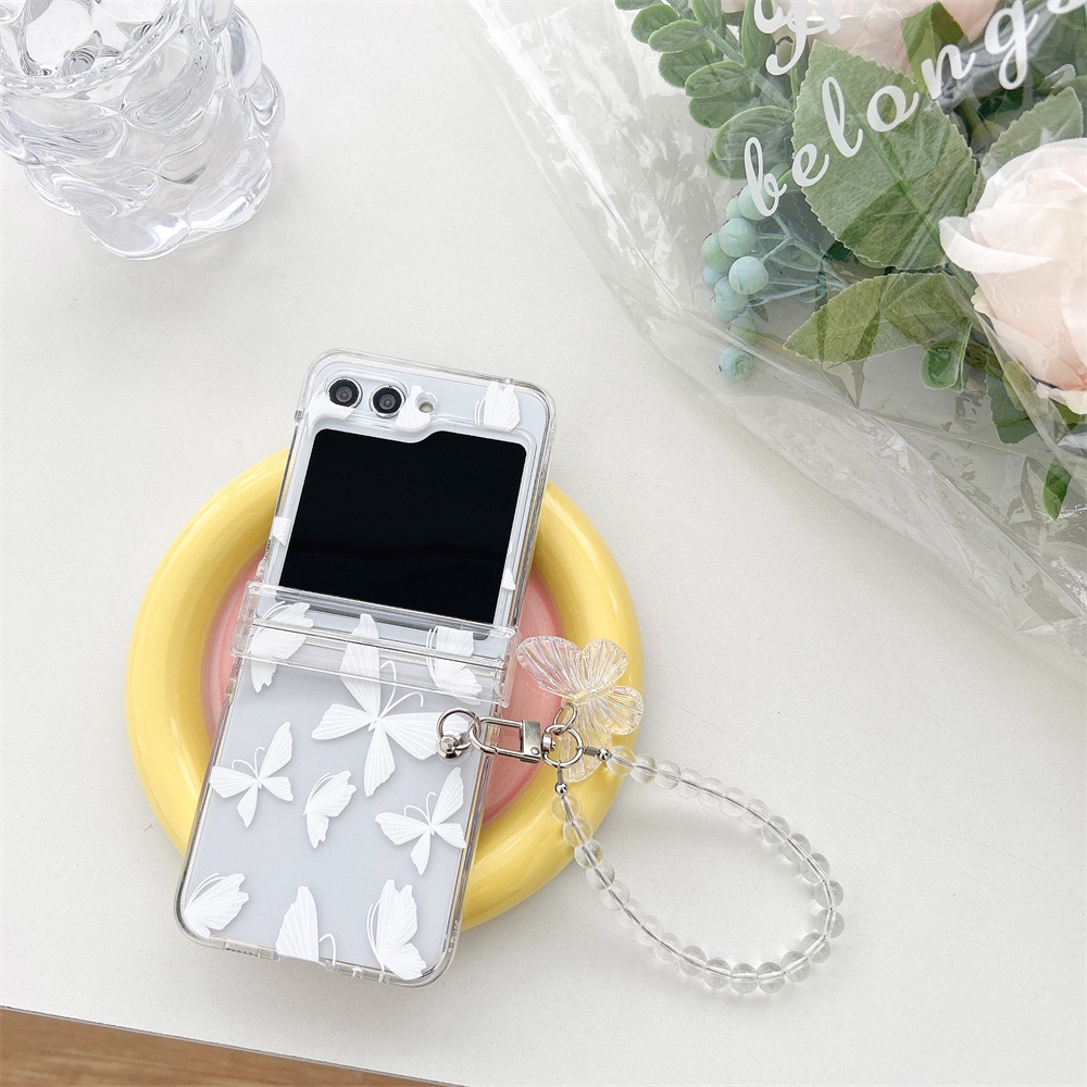 Bao Da Điện Thoại Nắp Lật Trong Suốt Phối Ren Và Dây Đeo Cho samsung galaxy z flip 5 samsung z flip5 flip z 5 Ốp
