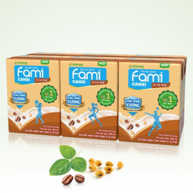 Lốc Sữa Fami 200ml x6 hộp Đủ vị Canxi, đậu đỏ, đường đen, nguyên chất...