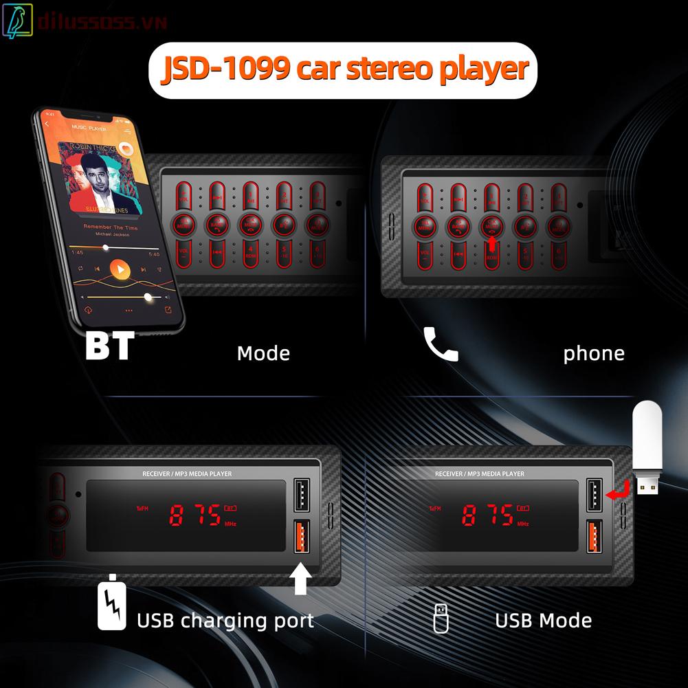 Máy Nghe Nhạc mp3 bluetooth Màn Hình lcd 12v dilussoss.vn Dùng Trong Xe Hơi