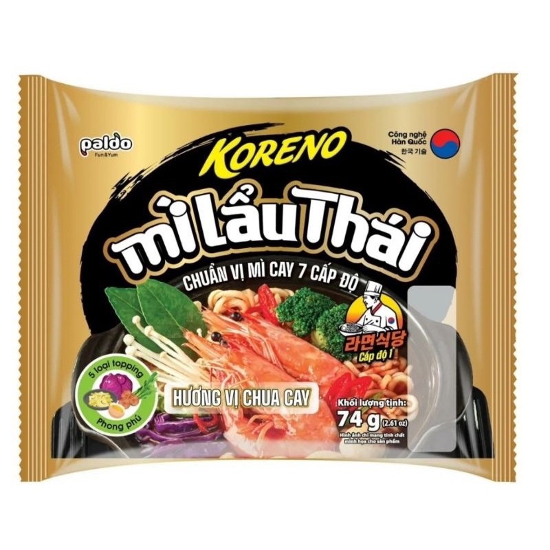 1 Gói Mì Trộn Tương Đen Koreno Ăn Liền 78g. Loại Cay/Không cay