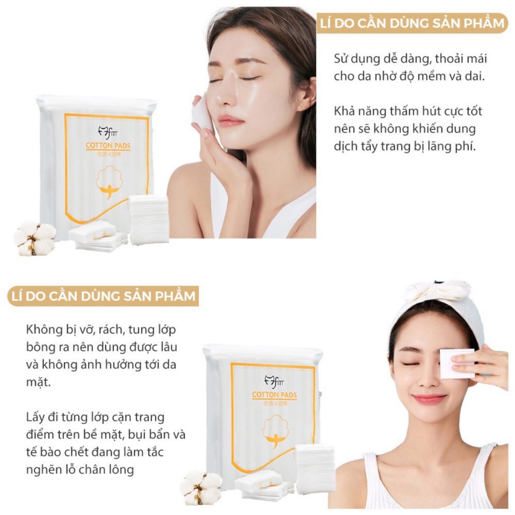 Bông Tẩy Trang 222 Miếng Cotton Pads 3 Lớp 2 Sợi Tự Nhiên An Toàn Cho Da Thấm Hút Phù Hợp Mọi Loại Da