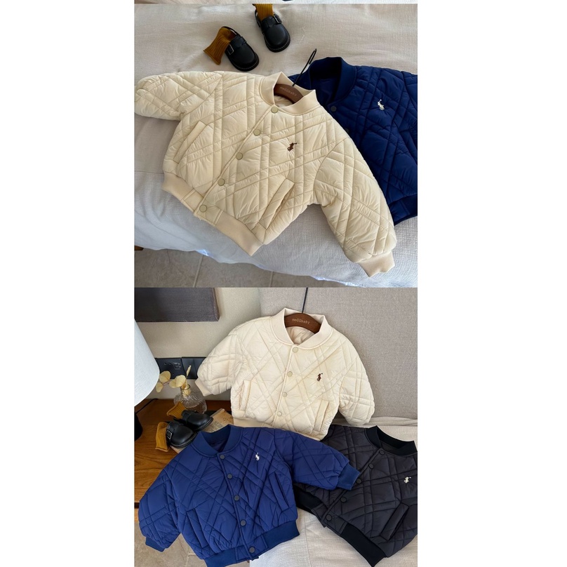 Áo Khoác Bóng Chày Bằng cotton Dày Dặn Thêu Họa Tiết Thời Trang Thu Đông Hàn Quốc Cho Bé