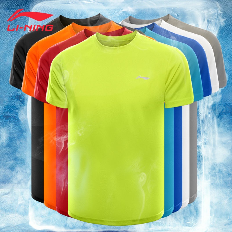 Áo Thun Nam LiNing Chính Hãng, Áo Thun Nam Xuân Hè 2023 Dáng Thể Thao, Áo Nam Running Màu Cam AHSN839