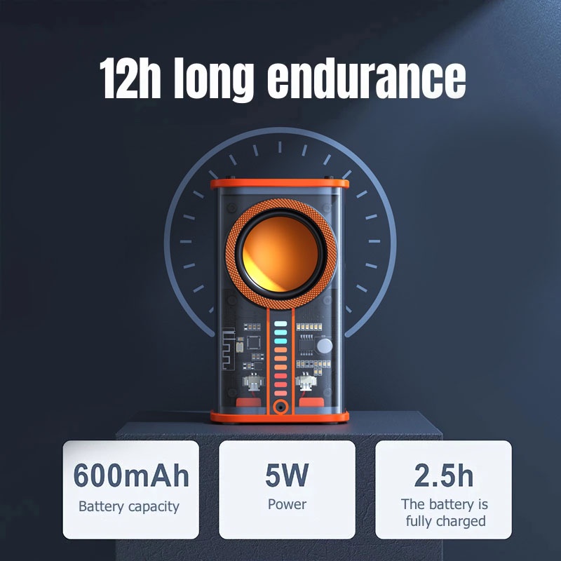 SPRISE K07 Loa Bluetooth Mini Loa Siêu Trầm Thiết Kế Trong Suốt