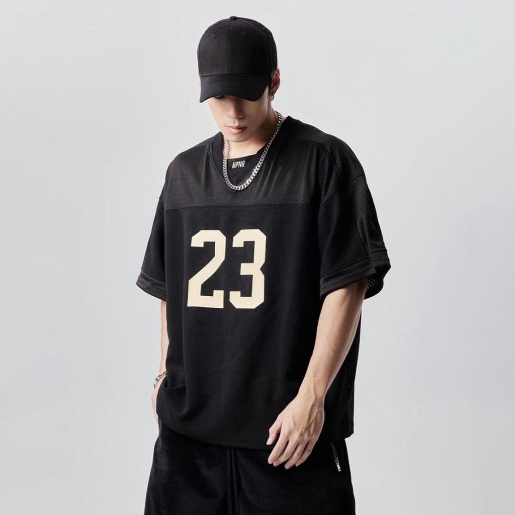Áo Thun Tay Ngắn Dáng Rộng Phối Lưới Nhanh Khô Phong Cách Mỹ Thời Trang Mùa Hè Cho Nam