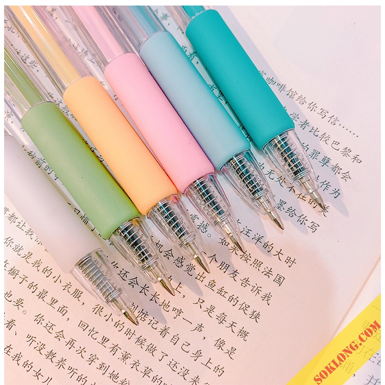 Bút bi bấm mực gel B35 basic mực đen nét 0.5mm vỏ bút đa sắc màu Pastel  lựa chọn SovietKlong