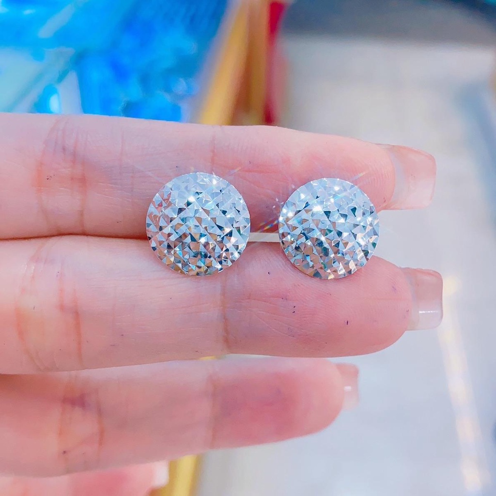 Phụ kiện Hoa tai tròn cắt máy siêu sáng xi kim chui đẩy B073