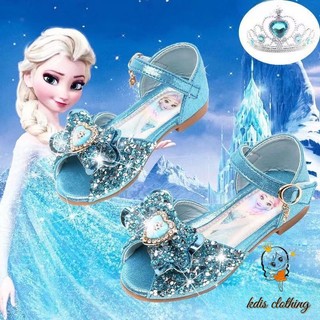 Giày sandal công chúa elsa đế mềm đính pha lê cho bé gái
