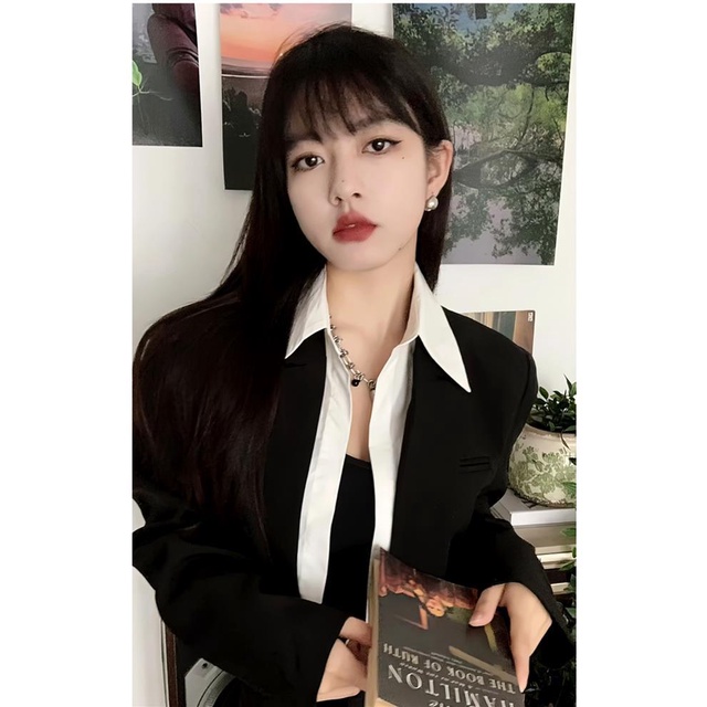 Bộ Áo Khoác Vest + Chân Váy Xếp Ly Lưng Cao Thời Trang Xuân Thu 2023 Cho Nữ