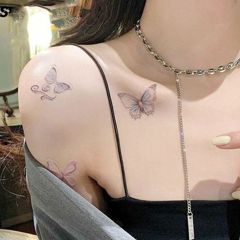 Hình Xăm Dán Tạm Thời Họa Tiết Hoa Và Bướm Nhiều Màu Sắc Chống Thấm Nước Lâu Trôi 7 Ngày