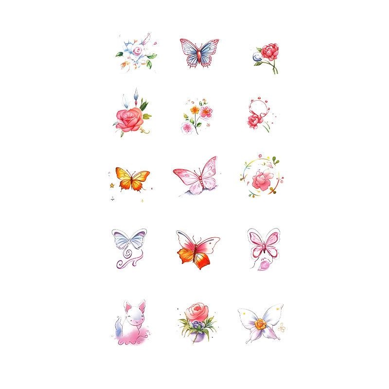 Hình Xăm Dán Tạm Thời Họa Tiết Hoa Và Bướm Nhiều Màu Sắc Chống Thấm Nước Lâu Trôi 7 Ngày