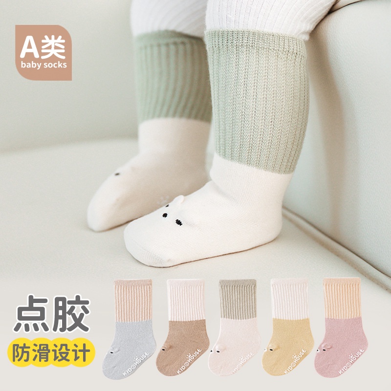 Vớ cotton Cổ Vừa Chống Trượt In Họa Tiết Hoạt Hình Dễ Thương Thời Trang Thu Đông Cho Bé Sơ Sinh