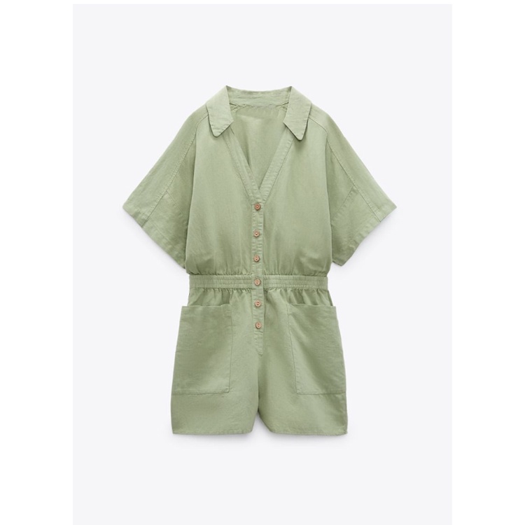 Zara jumpsuit Ngắn Lưng Thun Có Túi Thời Trang Mùa Hè Cho Nữ8372067