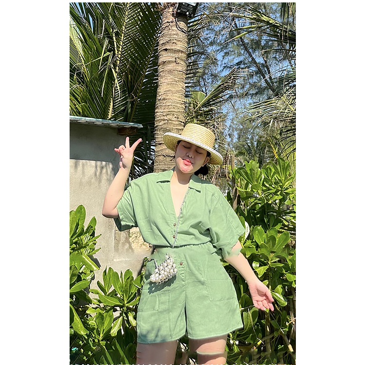 Zara jumpsuit Ngắn Lưng Thun Có Túi Thời Trang Mùa Hè Cho Nữ8372067