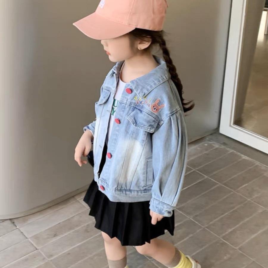 K100 -Size  Áo khoác JEAN bé gái bò mềm bé mặc xinh cá tính- Tom&Nau Kids