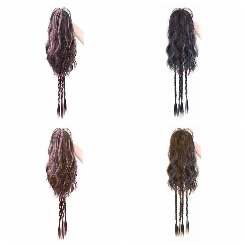 Tóc Giả daron1 Kiểu Tóc Đuôi Ngựa Xoăn Gợn Sóng Bắt Sáng y2k