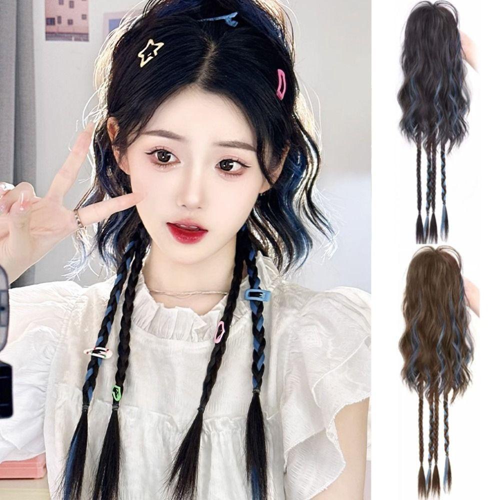 Tóc Giả daron1 Kiểu Tóc Đuôi Ngựa Xoăn Gợn Sóng Bắt Sáng y2k