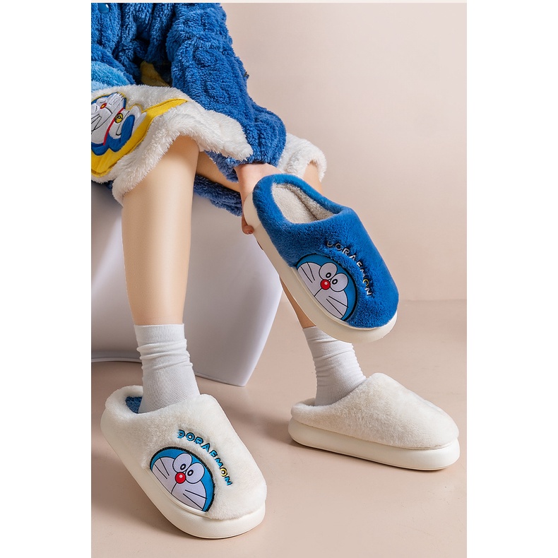 Dép Bông Đi Trong Nhà Bằng Vải Bông Dày Dặn Ấm Áp Họa Tiết Hoạt Hình Thời Trang Thu Đông 2023 Cho Cặ