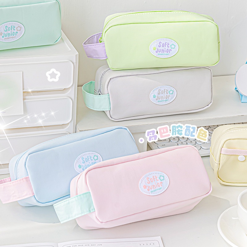 Túi Vải Đựng Bút Phối Màu Cực Ngọt SOFT-JUNIOR RosyPosy 4 Ngăn Nhiều Màu Pastel