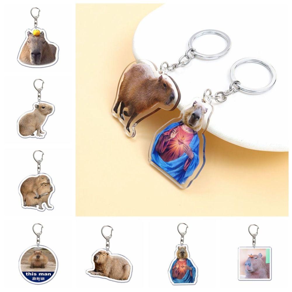 Wadees Móc Chìa Khóa Xe Hơi capybara capybara Bằng Nhựa acrylic Hình Động Vật Hoạt Hình Vui Nhộn