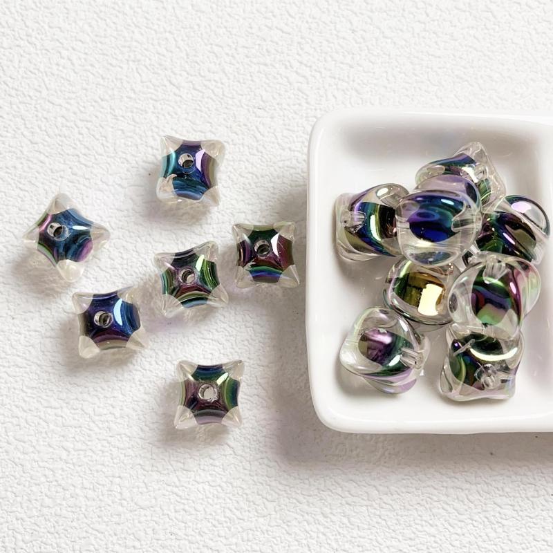 Set 10 Hạt Xỏ Lỗ Tai Thỏ Ngôi Sao / Tròn Bằng acrylic Màu Đen Trang Trí Điện Thoại diy