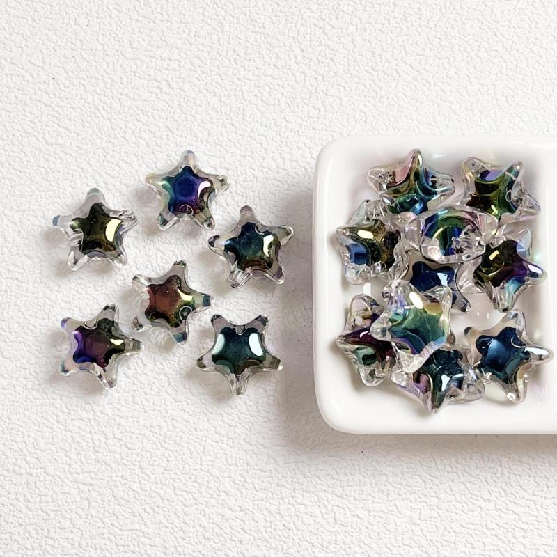 Set 10 Hạt Xỏ Lỗ Tai Thỏ Ngôi Sao / Tròn Bằng acrylic Màu Đen Trang Trí Điện Thoại diy