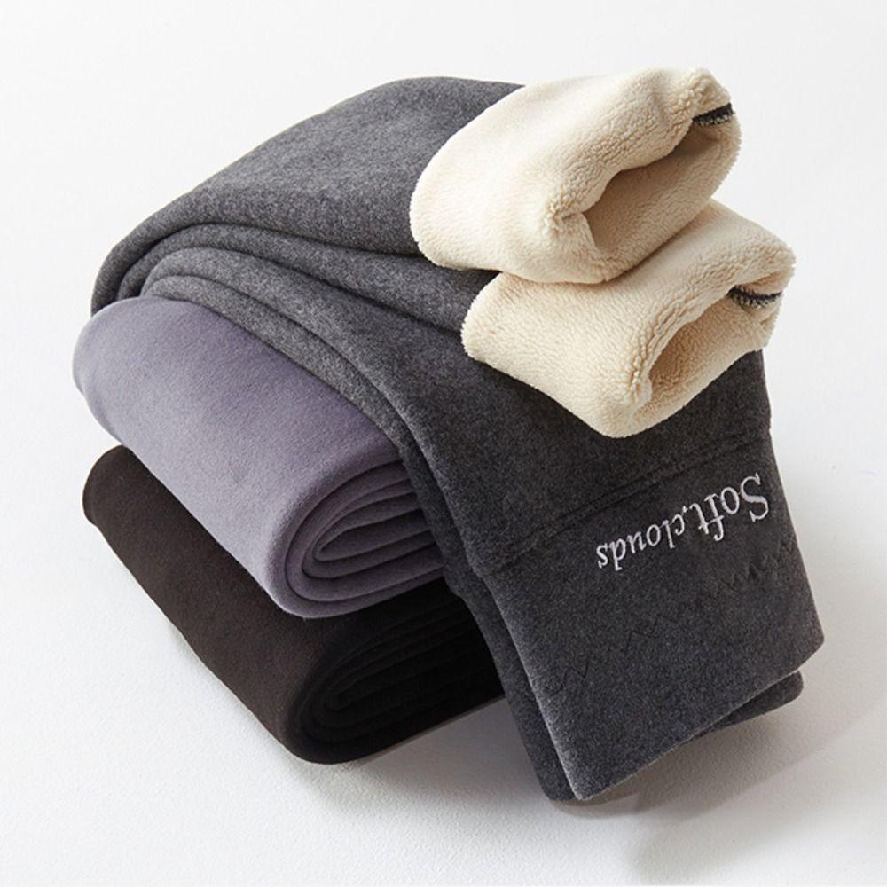 Yunhi Quần Legging Lót Lông Cừu Dày Dặn Mềm Mại Lưng Cao Giữ Ấm Mùa Thu Đông Cho Nữ