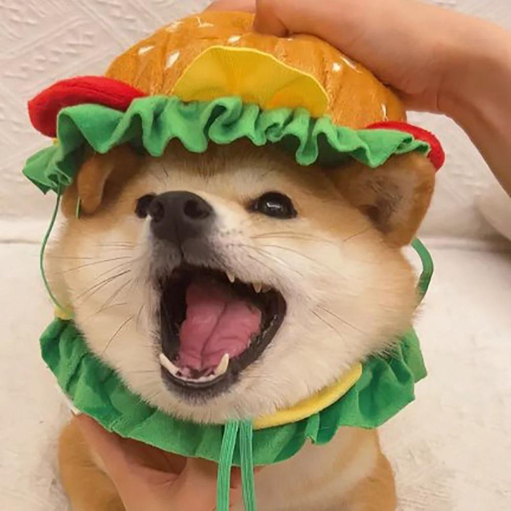 Mũ Trùm Đầu Bằng polyester Hình Hamburger Chó Mèo Dễ Thương
