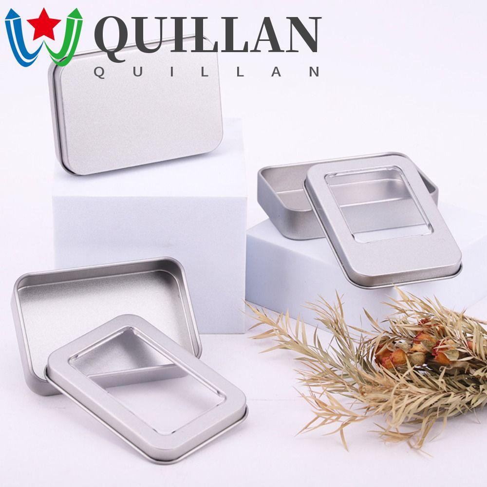 Hộp Thiếc Rỗng Màu Trơn Hình Chữ Nhật Có Nắp Trong Suốt Trưng Bày Móng Tay / Trang Sức / Kẹo