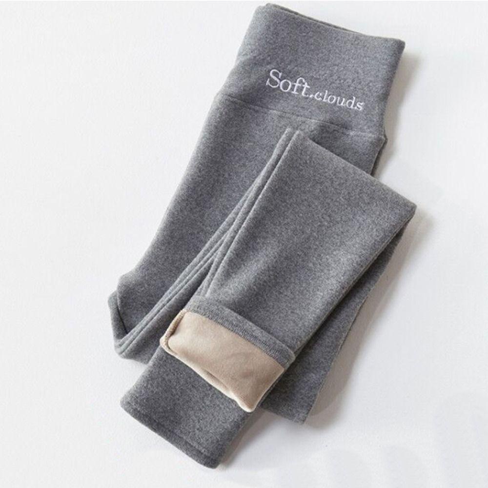 Yunhi Quần Legging Lót Lông Cừu Dày Dặn Mềm Mại Lưng Cao Giữ Ấm Mùa Thu Đông Cho Nữ