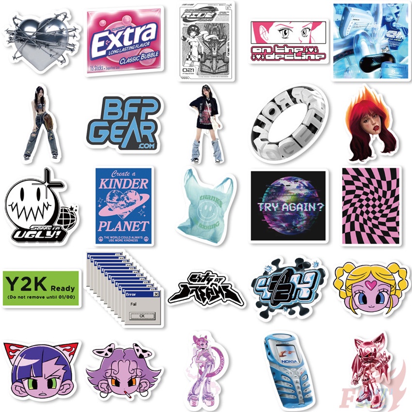 ❉ Y2k. Jdm harajuku girls series 01 Nhãn Dán ❉ Bộ 50 Miếng Dán Chống Thấm Nước Thời Trang Tự Làm
