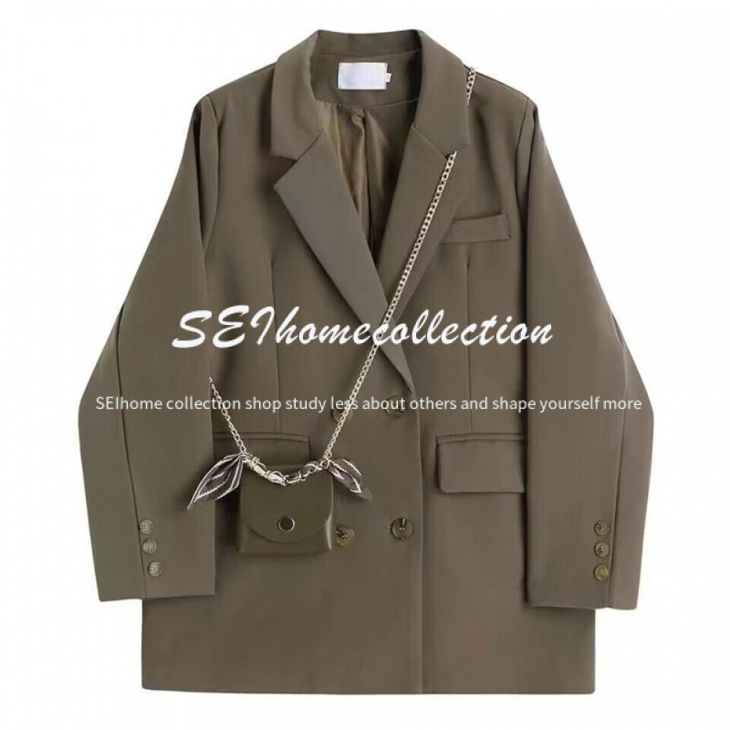 coffee color small suit jacket women's advanced suit light luxury spring and autumn style small mm versatile college style