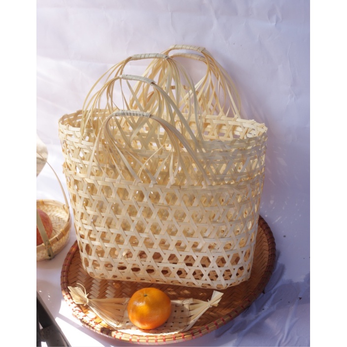 Lẵng quà giỏ tre đựng quà Tết, bánh trung thu, làn tre quà tặng, trứng, decor, trang trí