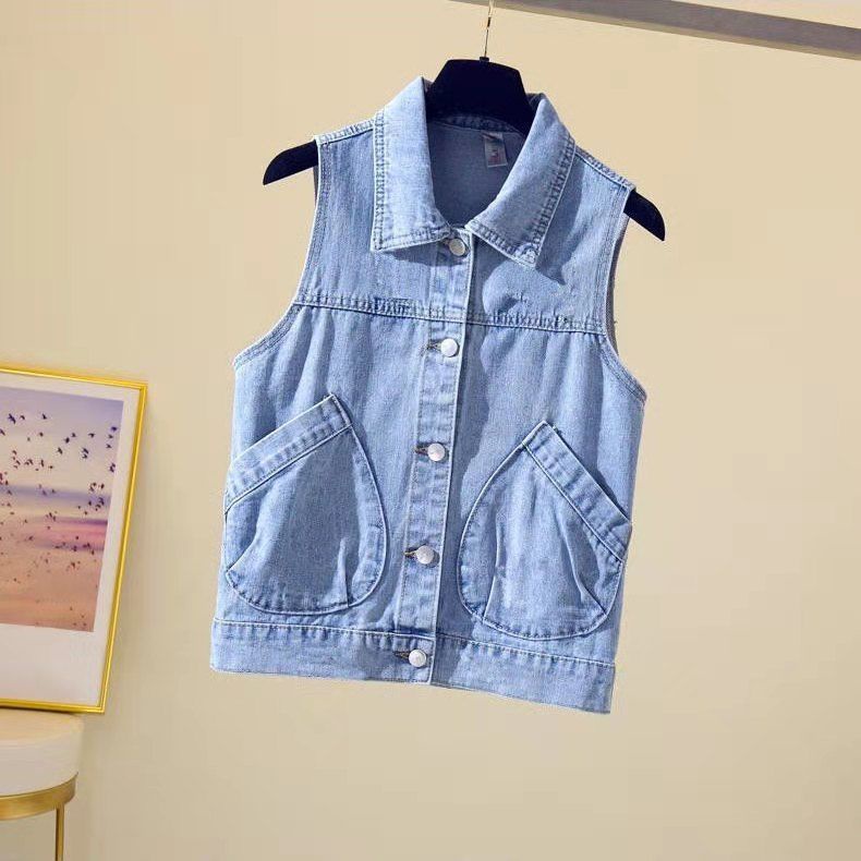 Áo Khoác denim Không Tay Thời Trang Xuân Thu Hàn Quốc 2023 Dành Cho Nữ