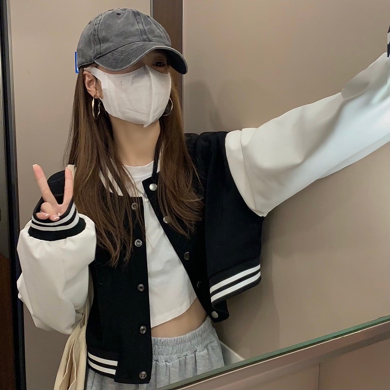 Áo Khoác Bóng Chày Tay Dài Một Hàng Nút Thời Trang Thu Đông Phong Cách Đường Phố Mỹ  HZFWC8047